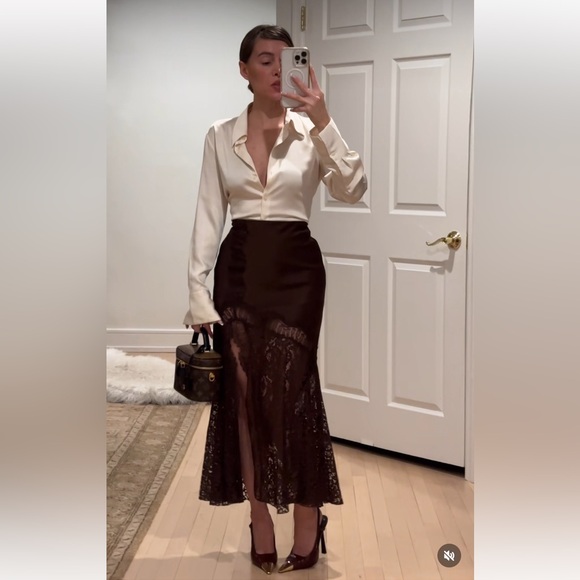 🔥LAST ONE LEFT! 🔥 ZARA NWT STUNNING Satin Effect Lace Skirt ZW Collection VIRAL - Picture 3 of 15